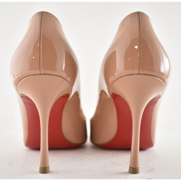 Christian Louboutin Dolly Pump 85 Blush Nude Patent Leather Classic Heel 38.5 - Picture 12 of 13